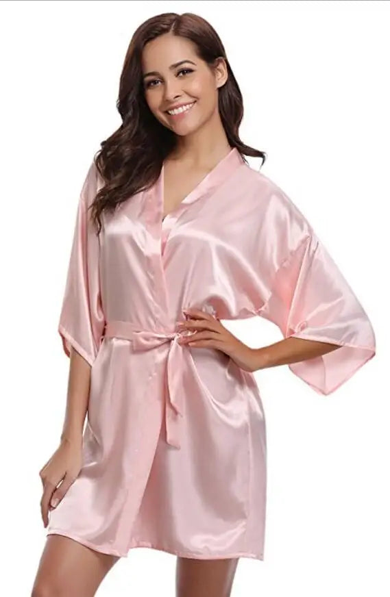 Sexy Navy Blue Silk Kimono Robe